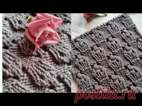 Узор спицами "Королевский бутон"🌹🧶🌹knitting pattern.