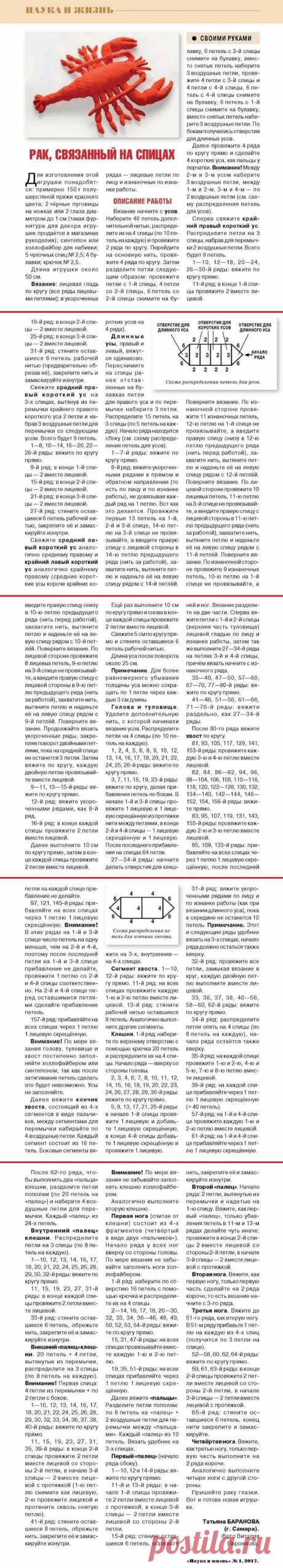 Рак, связанный на спицах