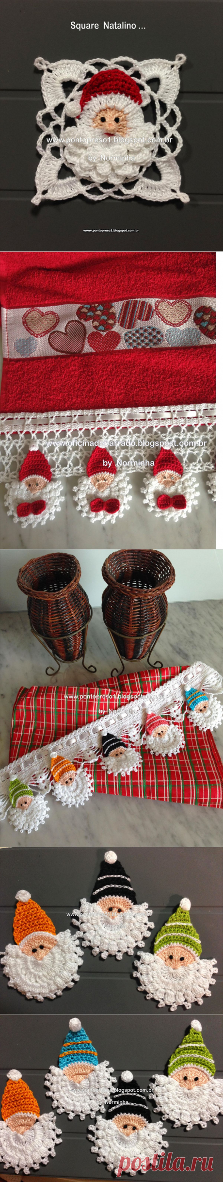 &quot;Дед-морозный&quot; квадрат и кайма крючком от Norminha. Схема, МК.