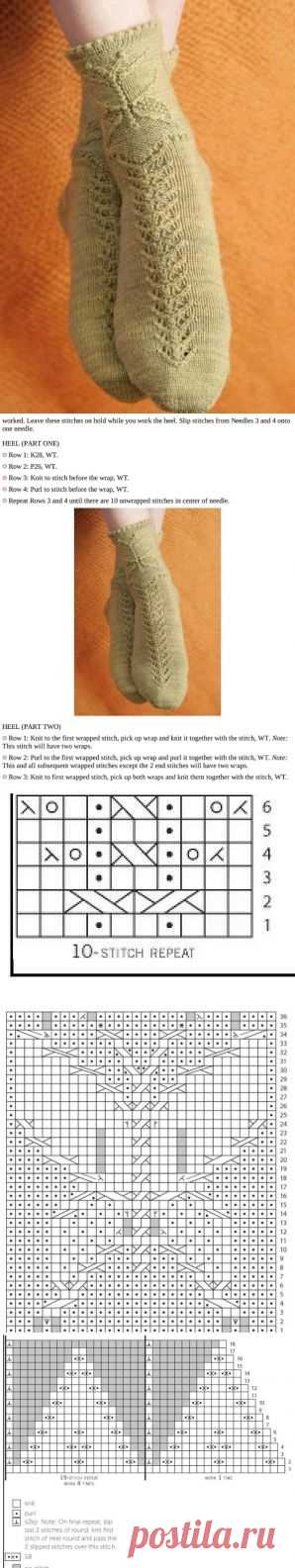 Носки с узором бабочка вязаные спицами. Схема носков спицами | Домоводство для всей семьи