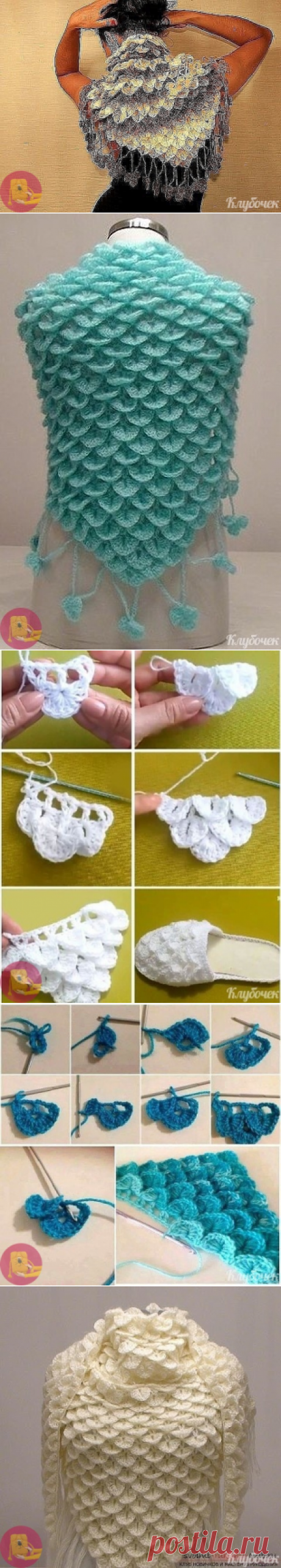 Κpacивый узop &quot;Чeшуйки&quot; кpючкoм — Сделай сам, идеи для творчества - DIY Ideas