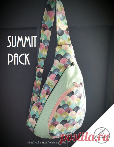 Summit Pack: PDF Sewing Pattern ***Listing is for PDF digital sewing pattern ONLY, and NOT A FINISHED BAG!!*** ============================================================================= Pattern Difficulty: INTERMEDIATE or higher  Dimensions: Approximately 16.25” tall x 11.25”tall x 3”deep (at widest points) ============================================================================= Summit Pack is the perfect bag for someone on the go! Great little backpack/sling bag f...