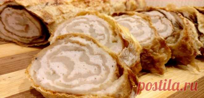 Ленивый рулет из лаваша с фаршем