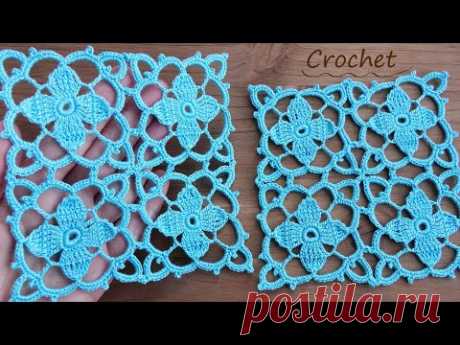 КВАДРАТНЫЙ МОТИВ КРЮЧКОМ для начинающих Легкое ВЯЗАНИЕ МК🌿Easy Crochet square motifs pattern🌿
