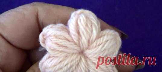 Цветочек из пышных столбиков с закрепом - Flower of Puff Stitch with Fasten