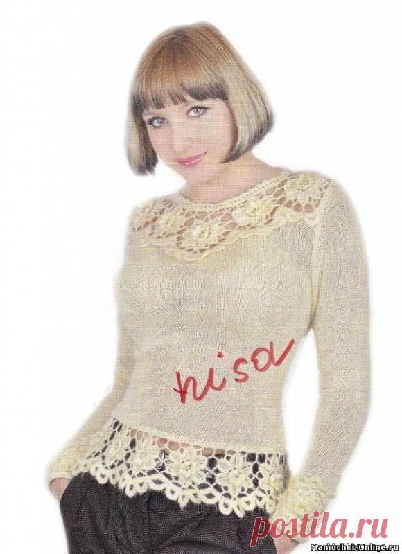 Джемпер с ажурной каймой.