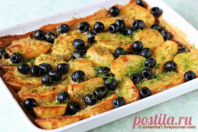 Картофель с оливками, запечённый в сливках