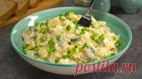 Салат из тунца и огурца - нежный, лёгкий и вкусный