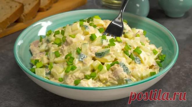 Салат из тунца и огурца - нежный, лёгкий и вкусный