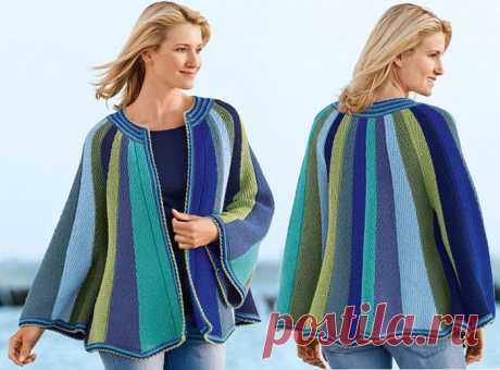 Шаль спицами частичным вязанием по кругу , можно пристроить остатки пряжи.