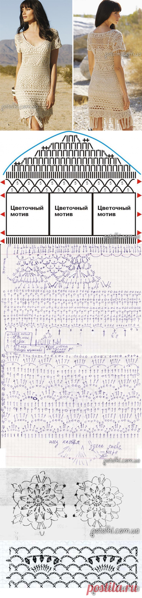 Ажурное платье крючком Баллада Дикого Запада. Много схем, выкройки