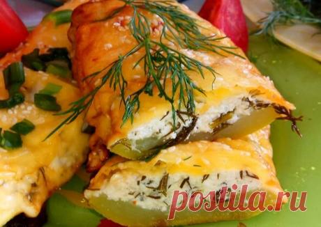Кабачки запечённые с творогом, чесноком и сыром#пп - пошаговый рецепт с фото. Автор рецепта Tatochka Life . - Cookpad
