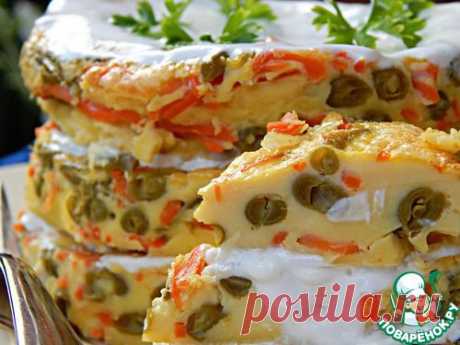 Закусочный торт с морковью и зеленой фасолью - кулинарный рецепт