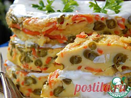 Закусочный торт с морковью и зеленой фасолью - кулинарный рецепт
