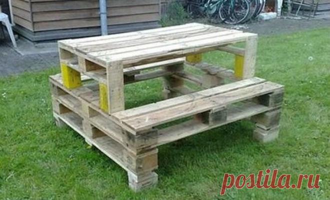 садовый столик из поддонов