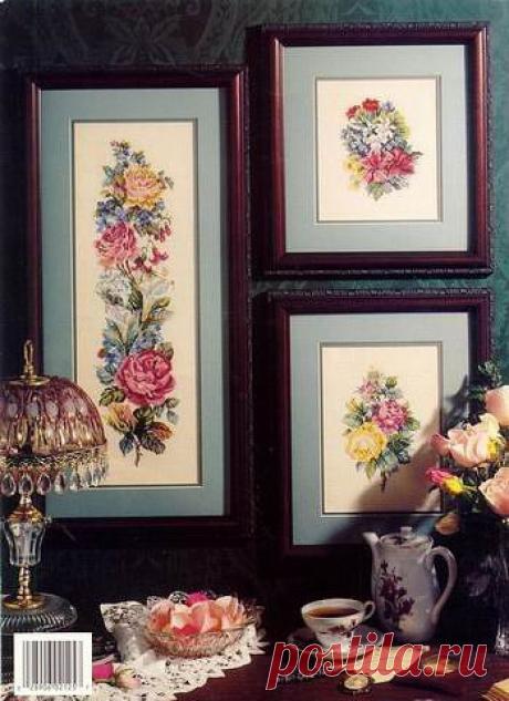 Вышивка цветочный триптих. Вышивка цветов крестом схемы | Домоводство для всей семьи
