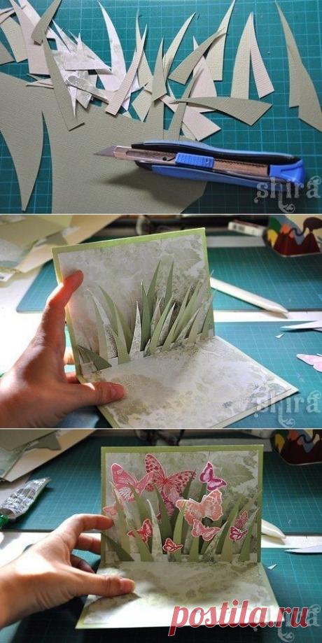 Открытка 3D с бабочками своими руками.