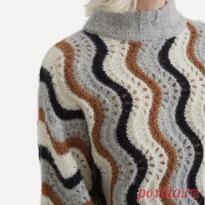 Узор «павлинье перо» или «ажурные волны»: 5 интересных идей вязания плечевого изделия | Вяжем вместе! | Дзен