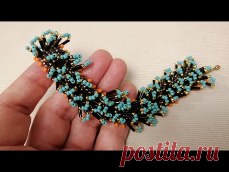 Pulsera mostacilla y escamas de canutillo