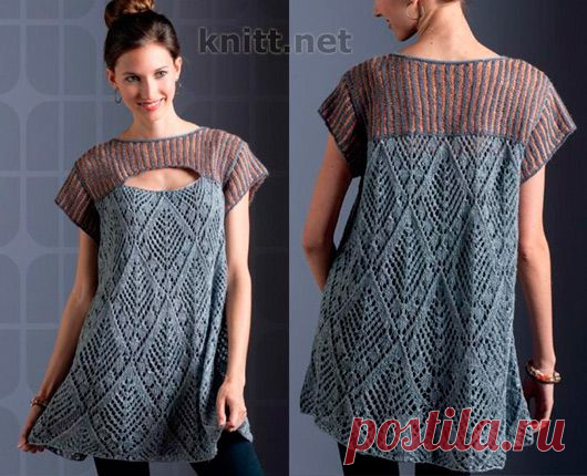 Ажурная туника c полосатой кокеткой Tuscany Lase | knitt.net | Все о вязании