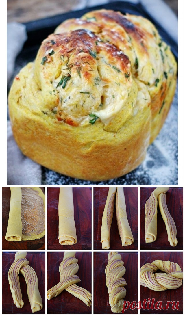 Хлеб тыквенный, с ароматными травами и сыром.