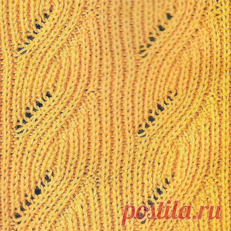 Узор № 54 - патентная резинка с ажурным узором. Схему вязания и условные обозначения вы сможете увидеть на сайте.