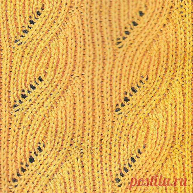 Узор № 54 - патентная резинка с ажурным узором. Схему вязания и условные обозначения вы сможете увидеть на сайте.