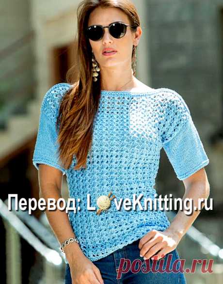 Нежный пуловер с коротким рукавом | ВЯЗАНИЕ - LoveKnitting.ru | Яндекс Дзен