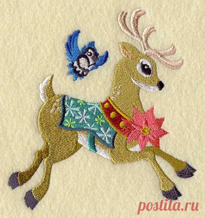 Vintage Reindeer Cupid Embroidered Waffle Weave Hand/DIsh | Etsy