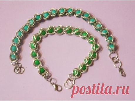 Pulsera con anillas y bolitas preciosa. DIY