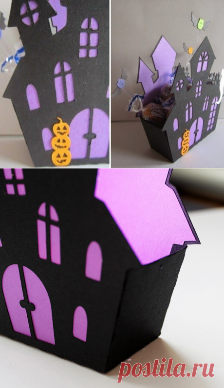 Корзинка для конфет &quot;Дом с привидениями&quot;. Поделки на Хеллоуин ~ Свое рукоделие