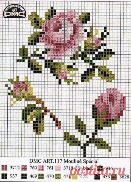 pink and green color combo--roses | NEEDLEWORK