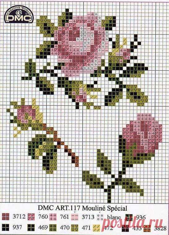 pink and green color combo--roses | NEEDLEWORK