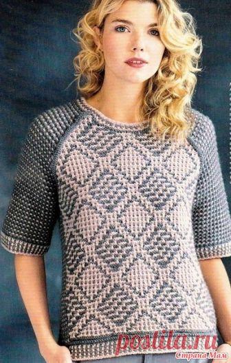 Пуловер ленивым жаккардом - онлайн
