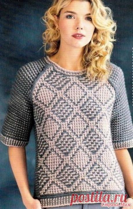 Пуловер ленивым жаккардом - онлайн