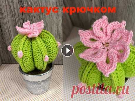 МК: КАКТУС + ЦВЕТОК КРЮЧКОМ.  CROCHET CACTUS МК: КАКТУС + ЦВЕТОК КРЮЧКОМ. CROCHET CACTUS...