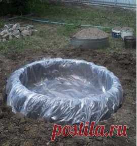 Пруд из старой покрышки 😃