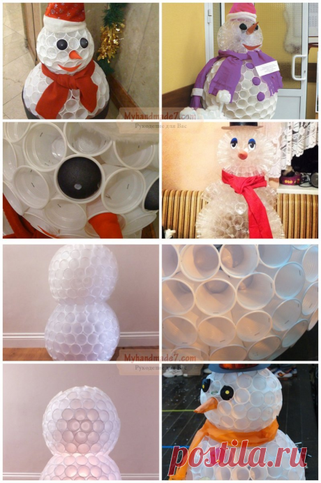 Снеговик из пластиковых стаканчиков. Отличные варианты поделки