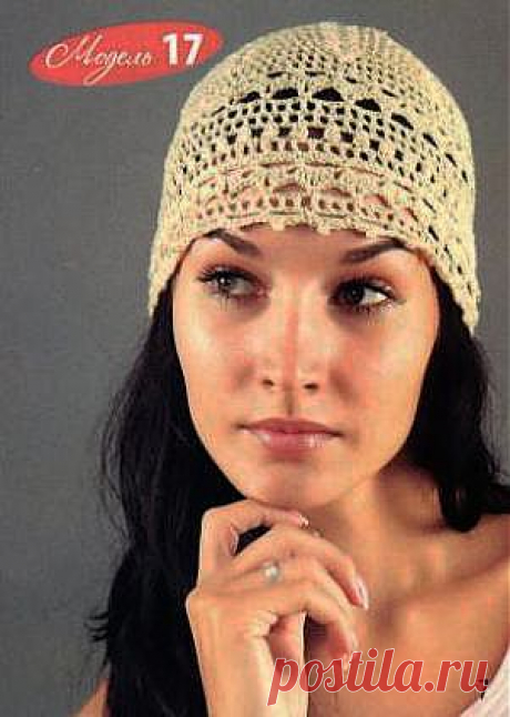 Ажурная летняя шапочка крючком.