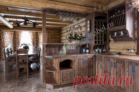 Кухня под старину из массива дерева – купить кухню в Москве
