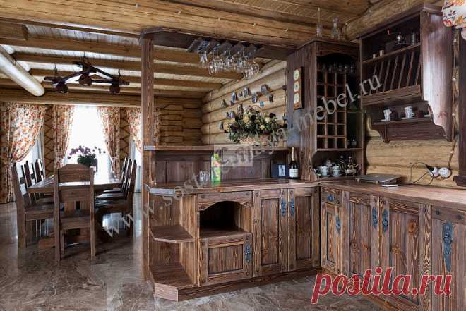 Кухня под старину из массива дерева – купить кухню в Москве
