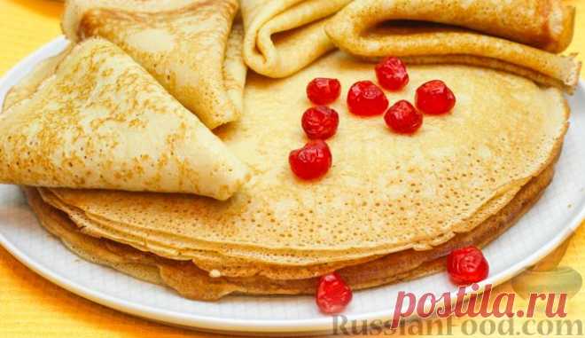 Рецепт: Тонкие ажурные блинчики, на кефире и кипятке на RussianFood.com