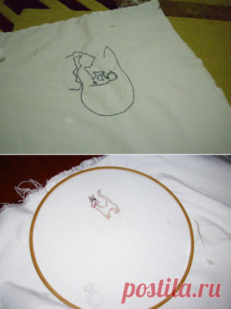 Made in dali: Deneme Bir, İki, İşleme. embroidery cat, mermaid