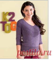 Вязание пуловера Chevron Deep-V