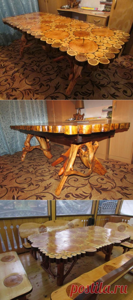 Столы из спилов сосны,кедра и карагача
