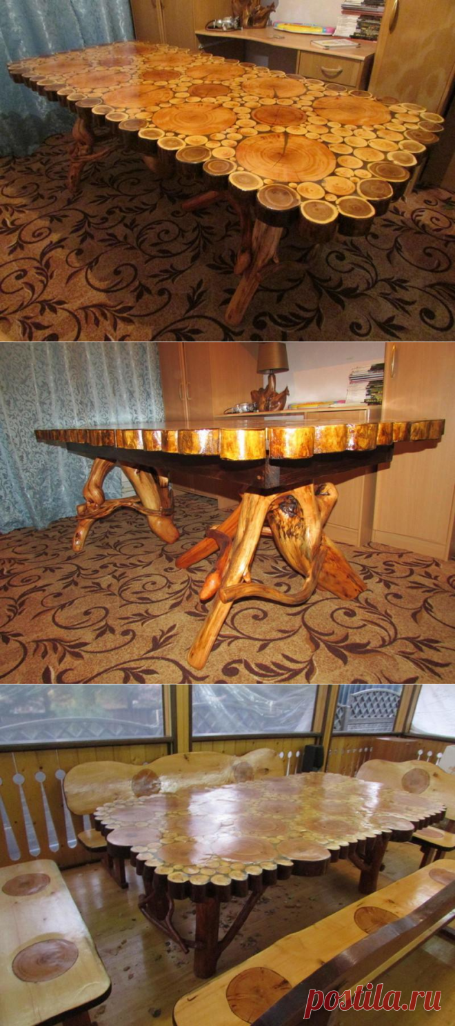 Столы из спилов сосны,кедра и карагача