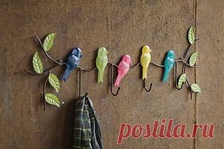 neon birds coat rack