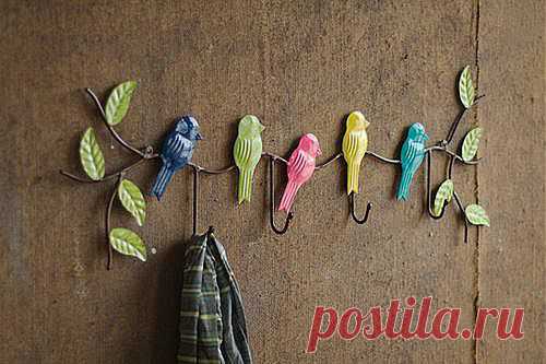 neon birds coat rack