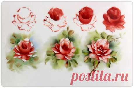 Rose. China painting. Шаг за шагом. Шикарная подборка.