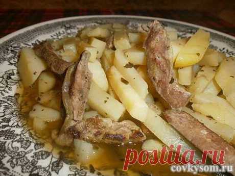 Нежная печень с картофелем